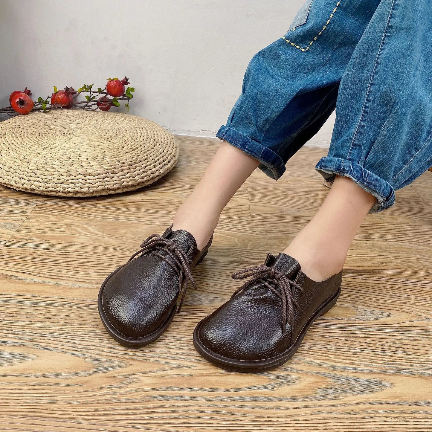 Careaymade-Genuine Leather big size women's boots,Top Layer Cowhide Soft Sole Casual Women's Shoes Solid Color Lazy men's Shoes