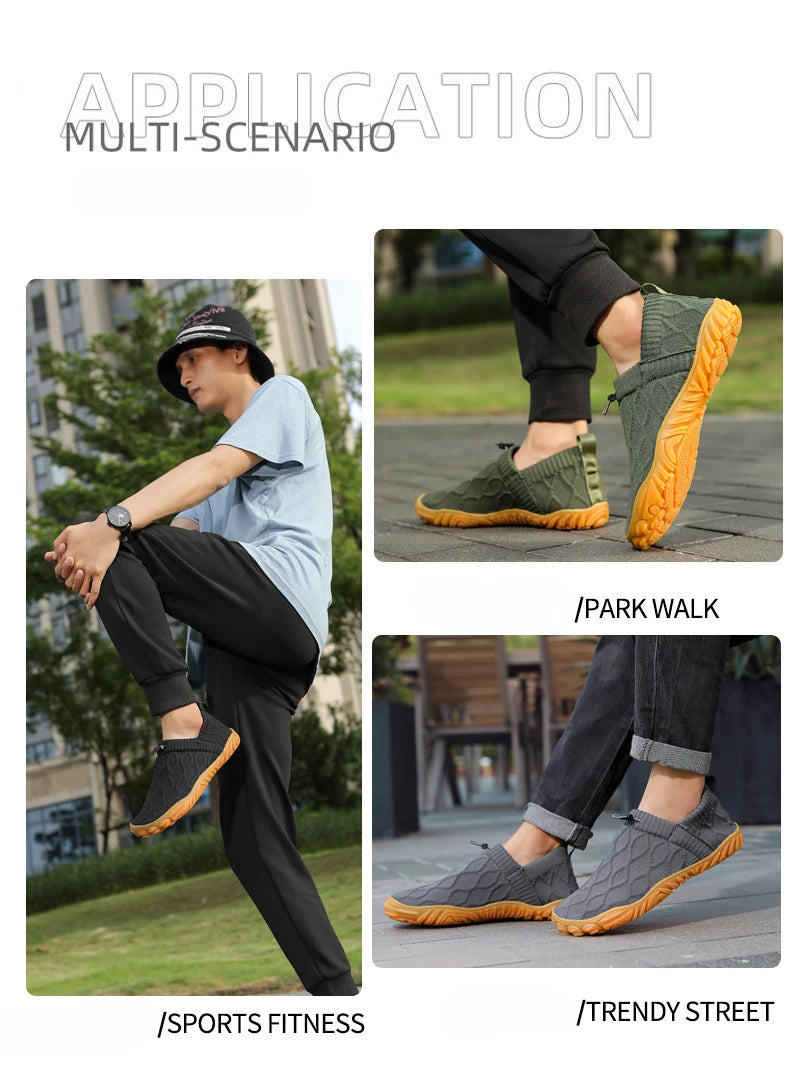 Minimalist Men's Barefoot Shoes Anti Slip Breathable Knitting Walking Shoes for Men Wear-resistant Lightweight Running Sneakers
