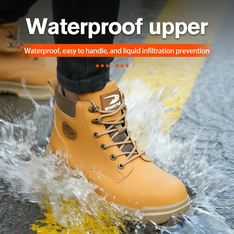 Men Protective Boots Steel Toe Shoes Anti-Smash Anti-Puncture Work Boots Safety Shoes Indestructible Winter Boots Waterproof