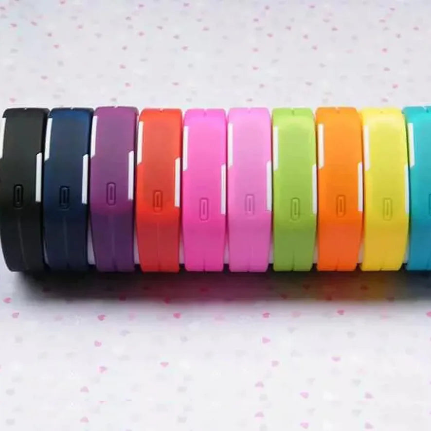 New Digital LED Watches Candy Color Silicone Rubber Touch Screen Digital Watches Women Men Children Bracelet Sports Wrist Watch