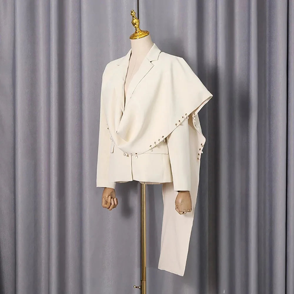 Women's Dresses Suit Gowns Elegant Peaked Lapel Short Sleeves Jacket Coat And Pants For Female 2 Pieces Suit Customized W6238