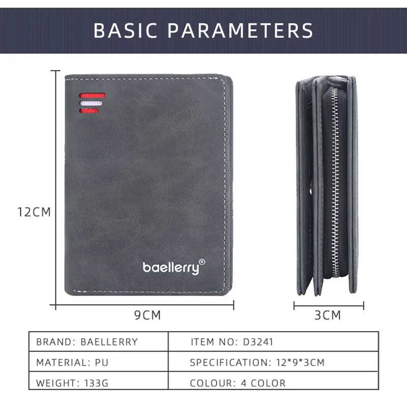 Baellerry New Men Wallets High Quality Brand Card Holder Short Male Purses Zipper Coin Pocket Large Capacity Men's Wallet