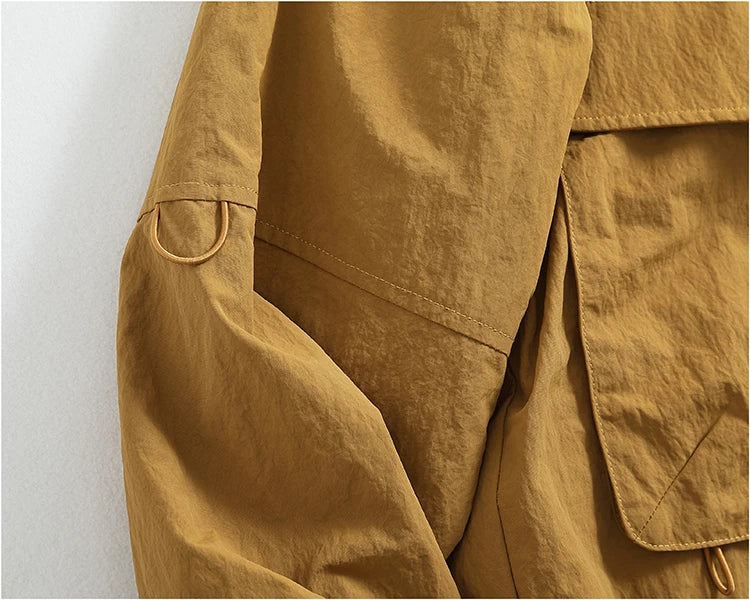 Reversible A+B fabric outdoor functional cargo jacket men's loose pocket lapel retro American casual jacket