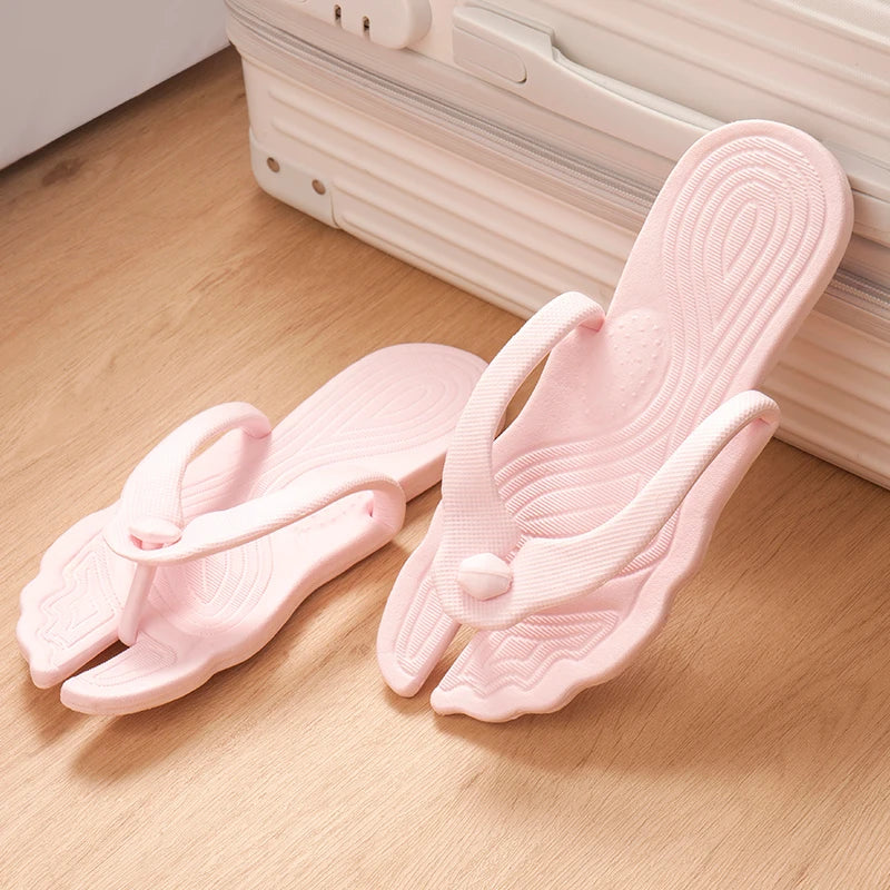 Folding Slippers Trip Travel Portable Slides Women Men Light Home Hotel Salon Homestay Guest Use Sandals Bathing Beach Shoes