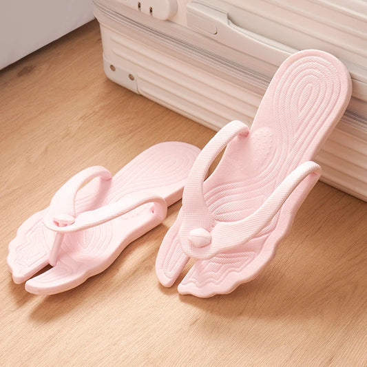 Folding Slippers Trip Travel Portable Slides Women Men Light Home Hotel Salon Homestay Guest Use Sandals Bathing Beach Shoes
