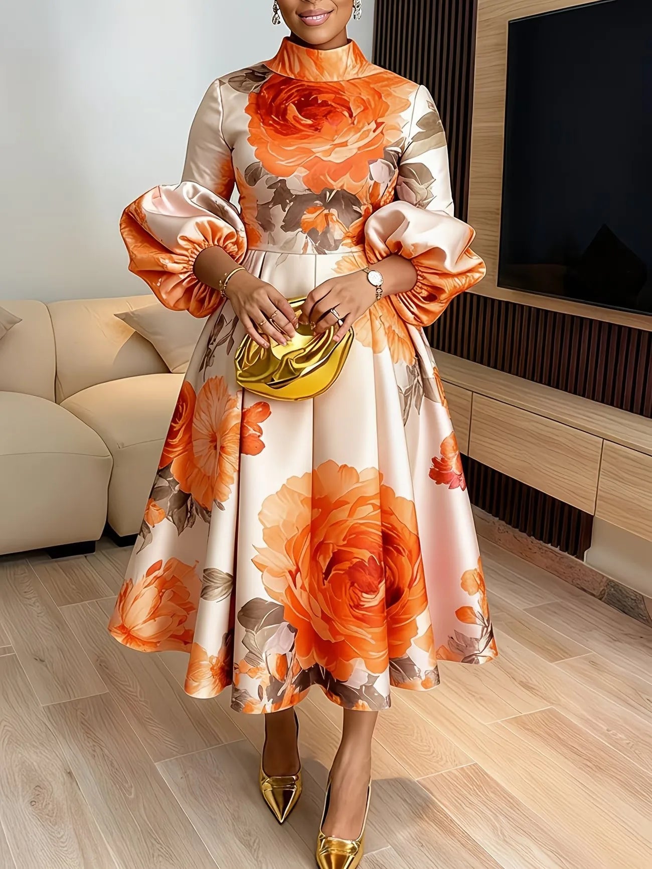 African Dresses for Women Elegant Ankara Dashiki Spring Summer Midi Dress Ladies Traditional Africa Clothing