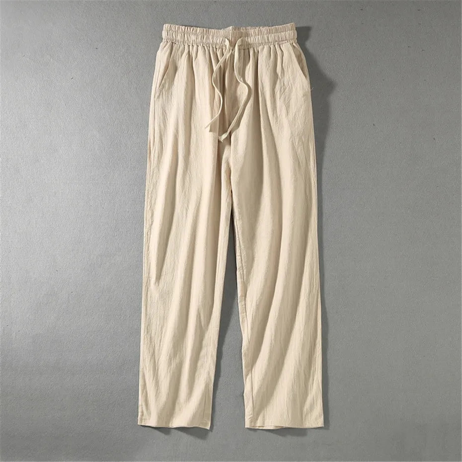 Linen Pants Men Plus Size 9XL 8XL Pants Summer Linen Trousers Male Fashion Casual Solid Color Pants Big Size 8XL 9XL