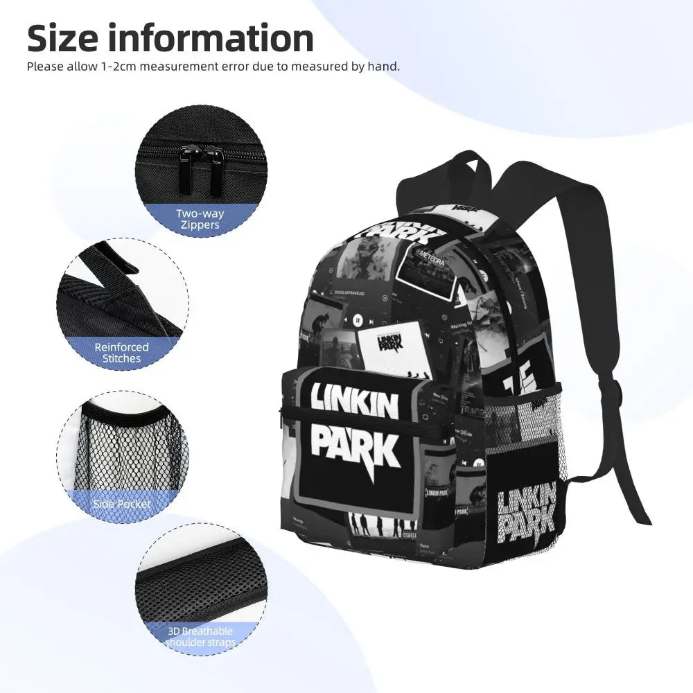 L-Linkin-S P-Park-S Band Student Backpack School Bag Hiking Travel Daypack for Boys Girls Fashion Bookbag Shoulder Bags