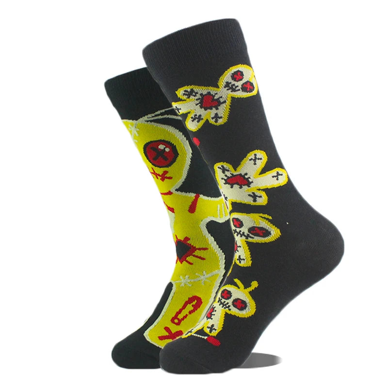 Cool Design Avocado Crew Socks Men Creative Eye Guitar Bus Pattern Sokken Duck Cat Fox Otter Animals Divertidos Chaussette Sox