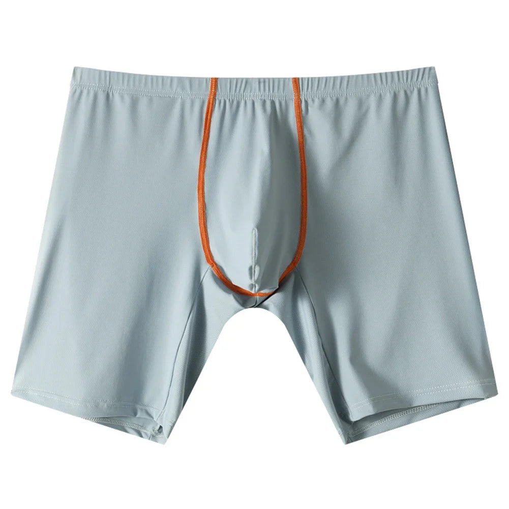 Mens Ice Silk Underwear Lengthened Sexy Lingerie Soft Boxer Briefs Casual Underpants Men Sports Solid Color 5Color Men's Panties