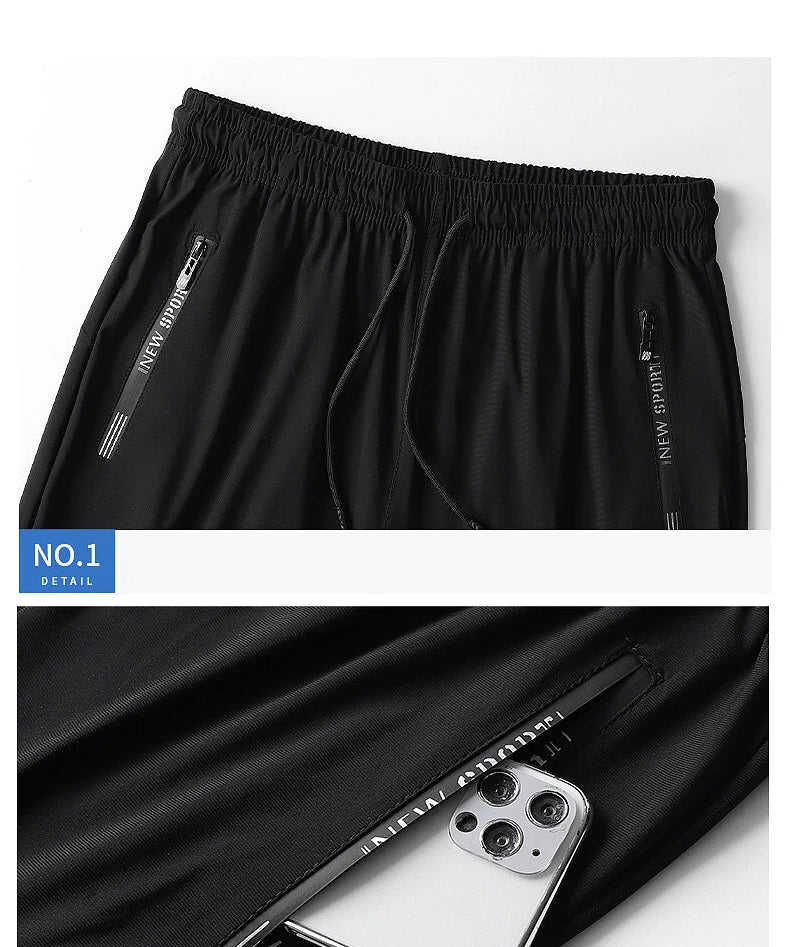 Summer Men Casual High end Ice Silk Pants Sports Pants Quick-Drying Men's Trousers Sweatpants Male Elastic Plus Size 8xl 7xl 6xl