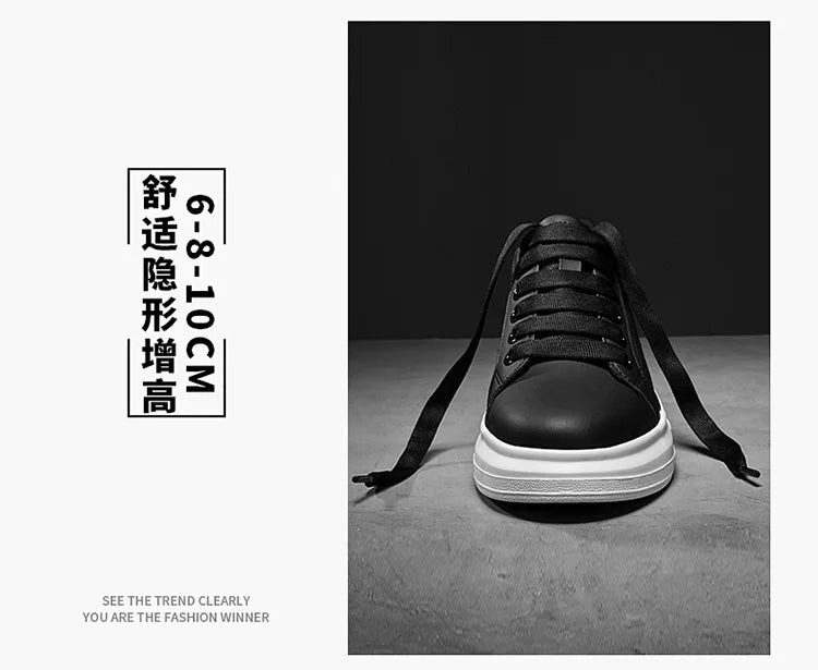 Men's Invisible Height Increasing Elevator Shoes Lace-up Sporty White Sneakers 6cm 8cm 10cm Taller Size Plus Invisible Elevate