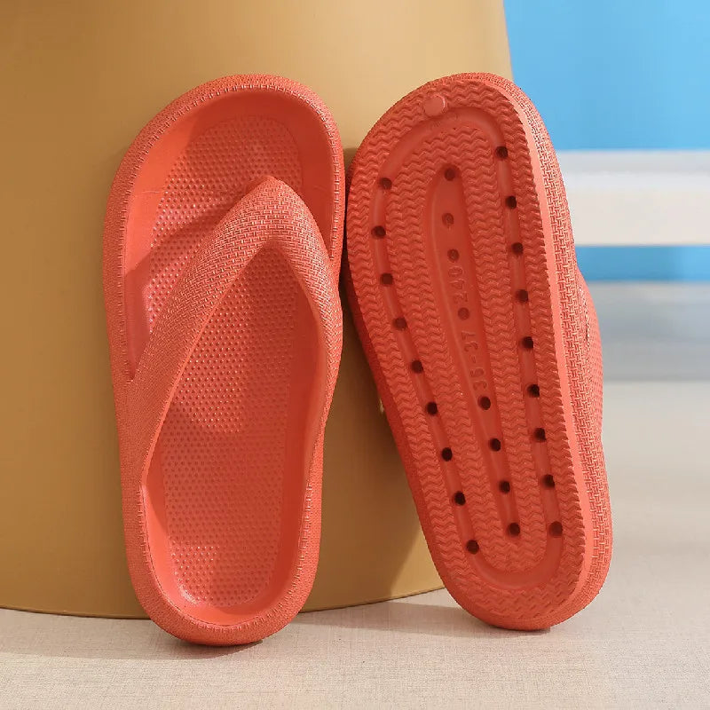 Rimocy Soft Sole EVA Women's Flip Flops 2025 Summer Beach Non-slip Cloud Slippers Women Thick Platform Clip Toe Bathroom Slides