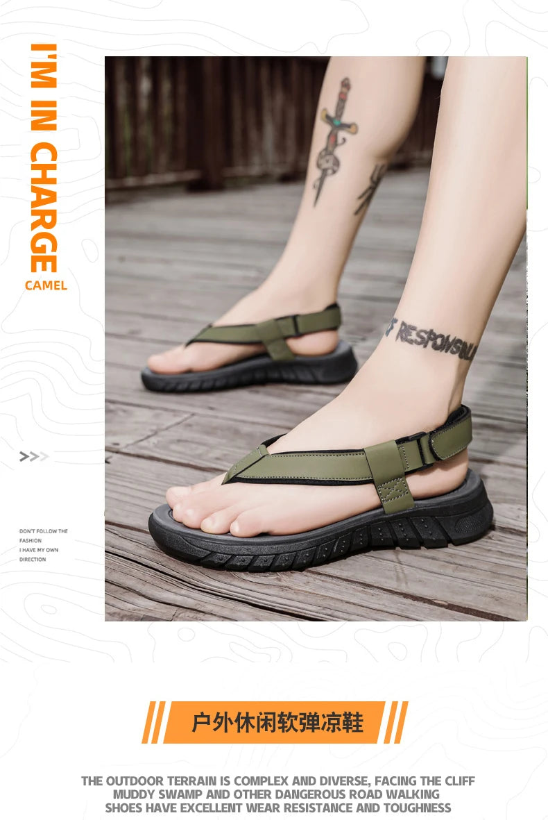 Men's simple casual sandals summer outdoor anti slip wear-resisting comfort beach shoes breathable fashion male walking slippers