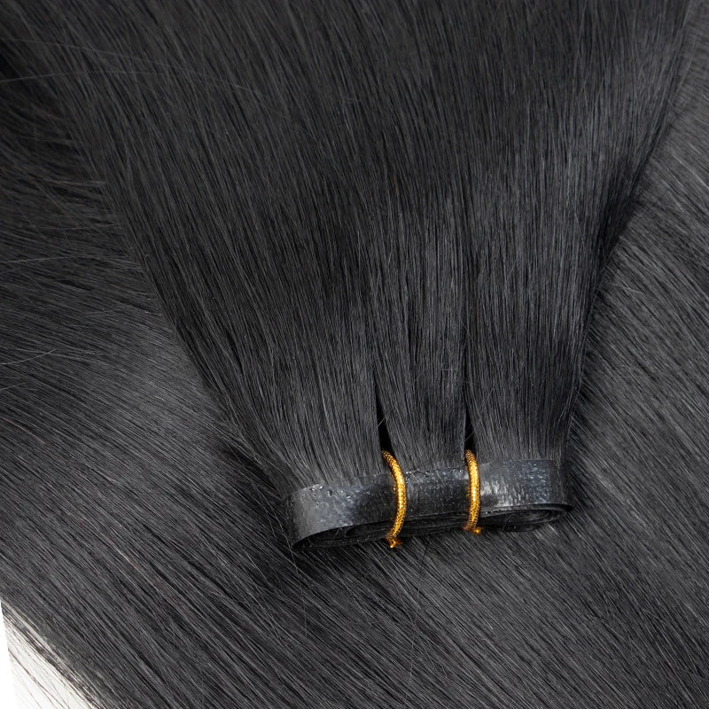 Long Flat Weft Invisible Tape Bundles Human Hair PU Skin Weft Hair Extension Injected Seamless & Glueless Tape On Hair Weft