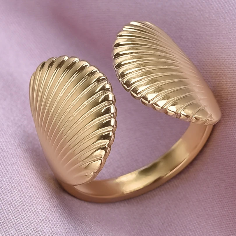 Fashion 5pcs/lot Marine Jewelry Sea Animals Conch Starfish Shell Rings Stainless Steel Rings Jellyfish Scallop Oceans Women Gift