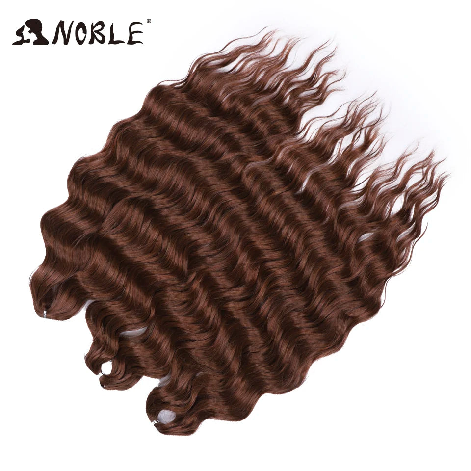 Noble 24 Inch Synthetic Hair Water Wave Braiding Hair Extensions Ombre Rainbow color Deep Wave Curl Twist Crochet Hair Extension