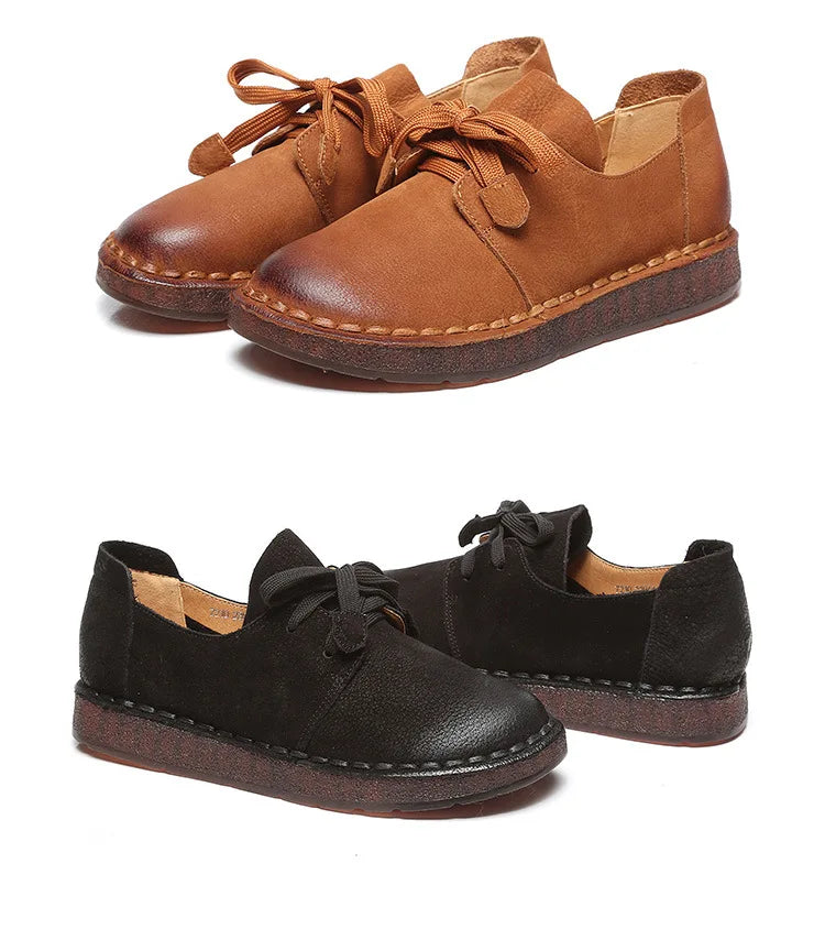 ZXRYXGS Retro Style Top Cowhide Single Shoes Woman New Flats 2025 Winter Soft Sole Comfort Warm Shoes Flat Sneakers Casual Shoes