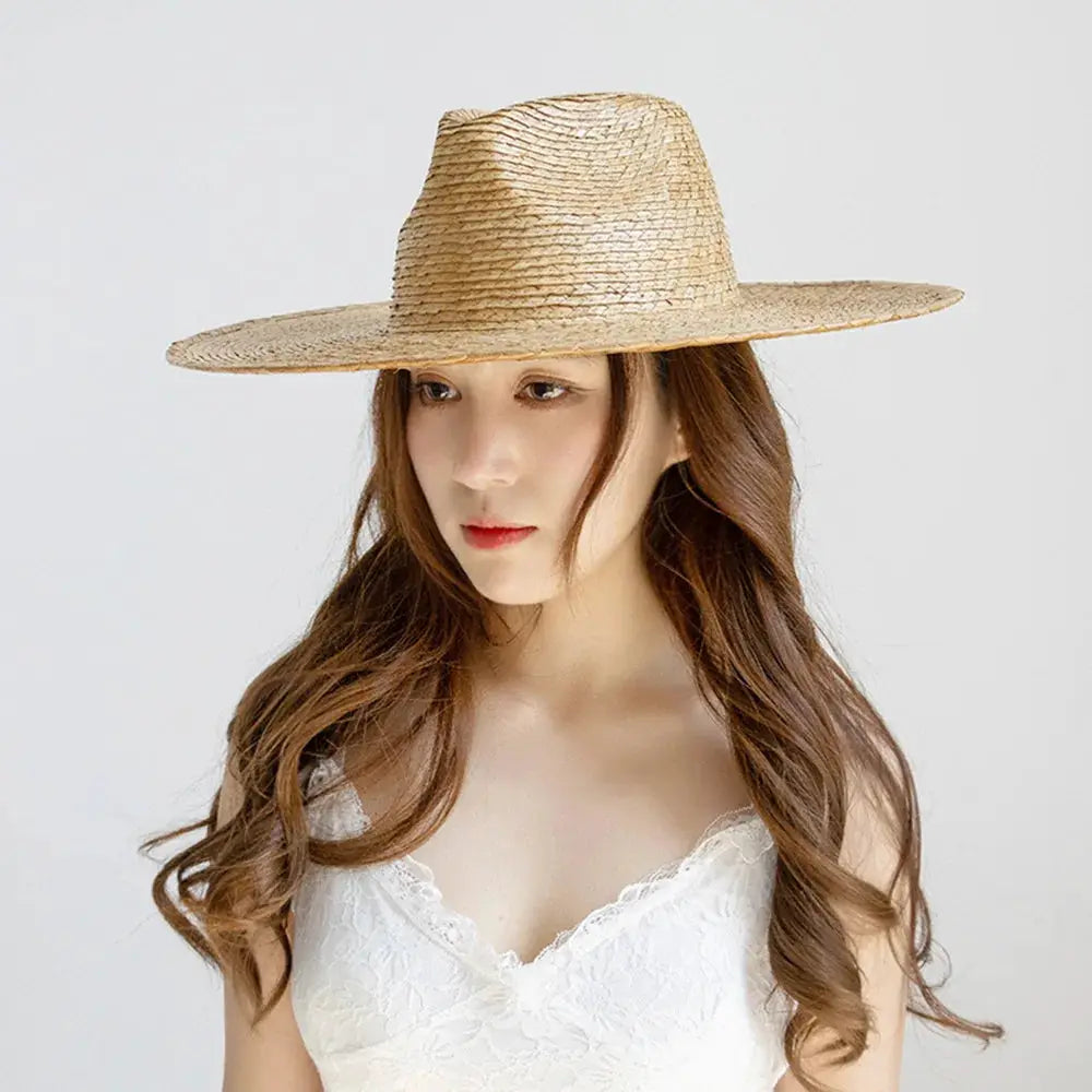 Raffia straw hat women's bohemian straw hat women's vacation sun hat beach summer vacation jazz hat Panama sun hat BAZAARHUBO