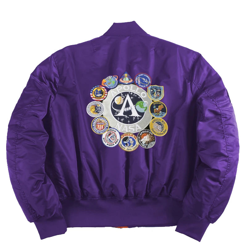 Winter bomber flight jacket vintage MA-1 APOLLO men coat streetwear warm varsity hip hop baseball letterman pilot us air force