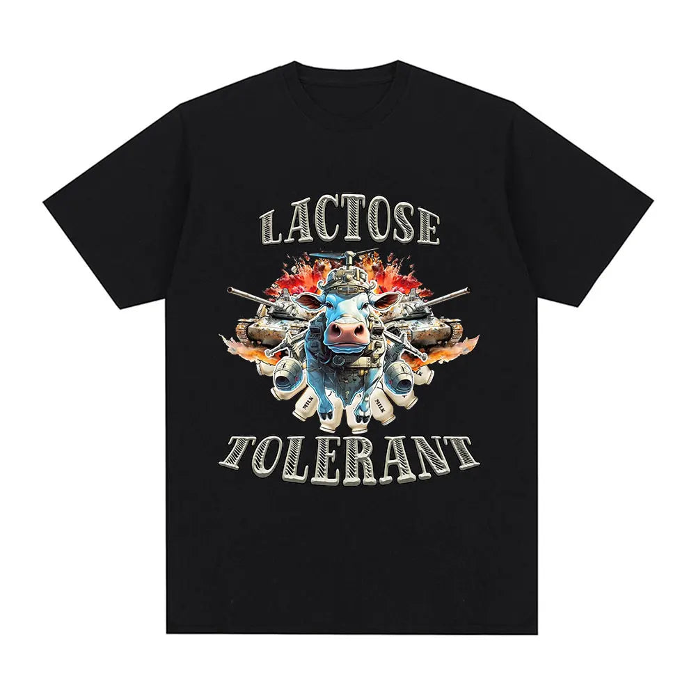 Milk Makes My Tummy Hurt T-shirt Lactose Tolerant Funny Meme Graphic T Shirt Men Fashion Vintage Hip Hop Short Sleeve T-shirts