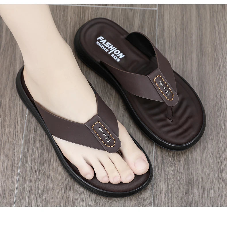 Summer men's high-quality outdoor casual slippers flip flops anti slip waterproof comfort beach shoes youth versatile sandals