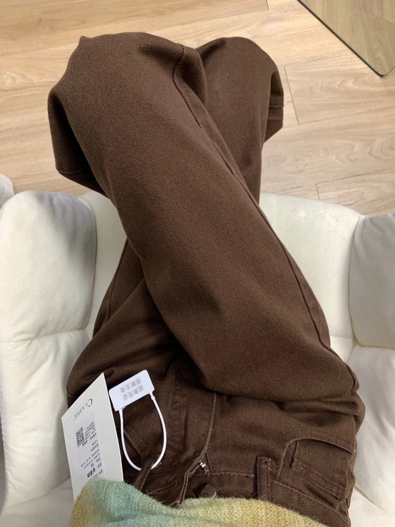 High Waist Straight Leg Wide Leg Jeans Women's Early Spring New plus Size Loose Long Pants Casual Sle Zipper ket Denim