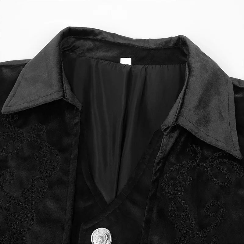Gothic Steampunk Vintage Medieval Vampire Black Red Coat Men's Cosplay Costume Court Style Nobles Tailcoat for Autumn and Winter