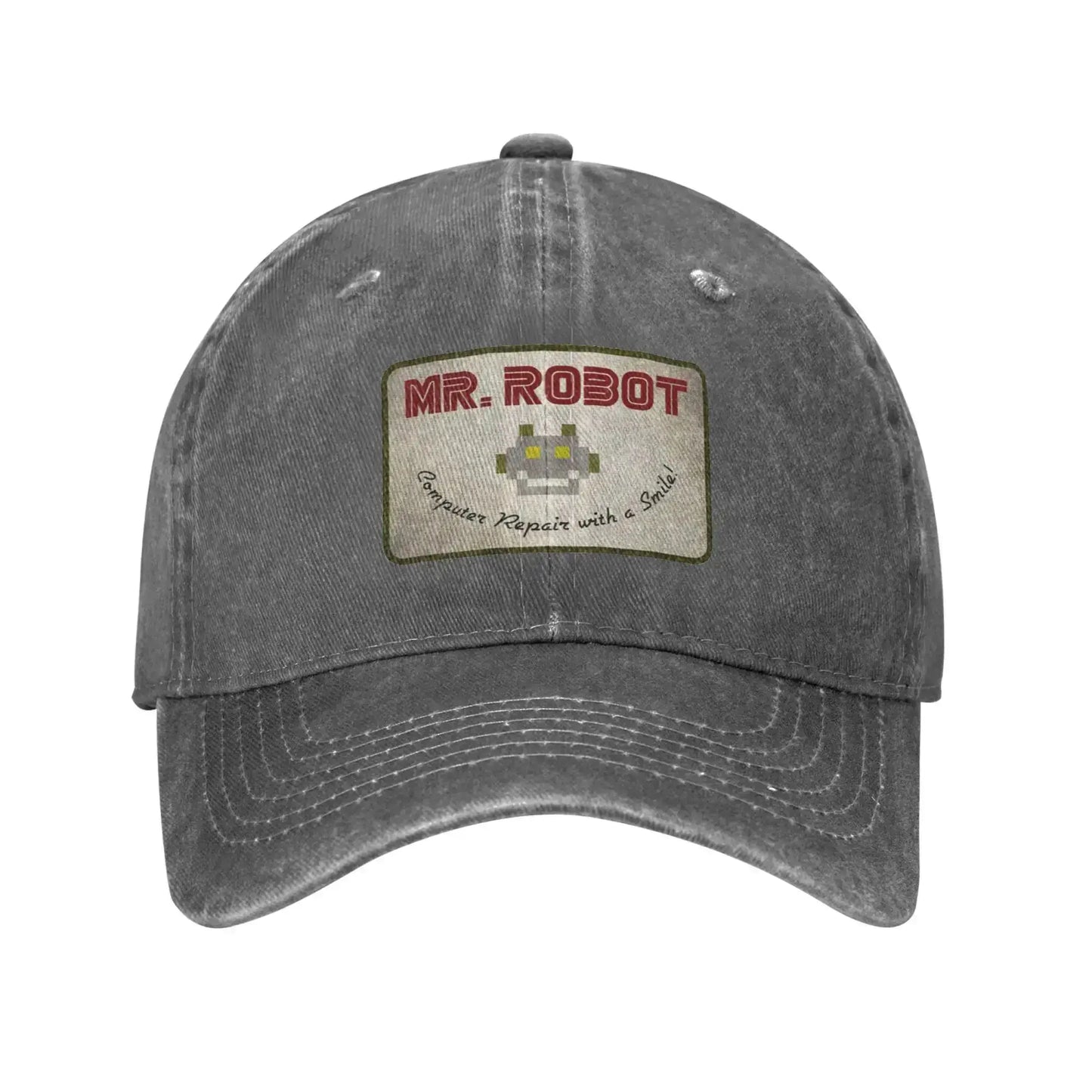 Computer with Sourires Anime Funny Mr Robot Custom Retro Cowboy Washed Baseball Caps for Men Denim Sun Hat Hip Hop Cap BAZAARHUBO