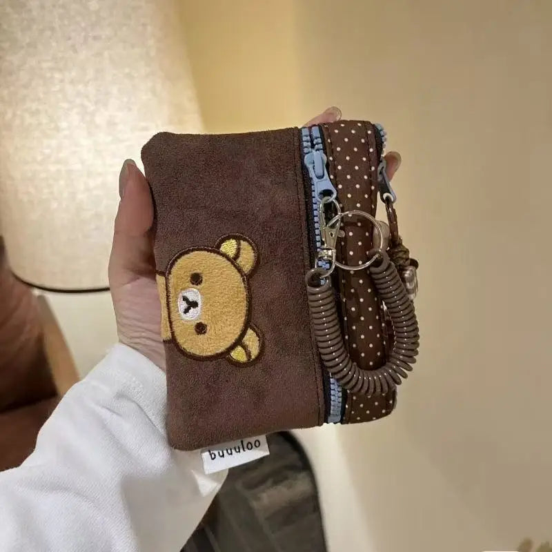 New Original Embroidered Bear Passport Bag Versatile Large-capacity Document Storage Bag Portable Travel Coin Purse Cute Gift