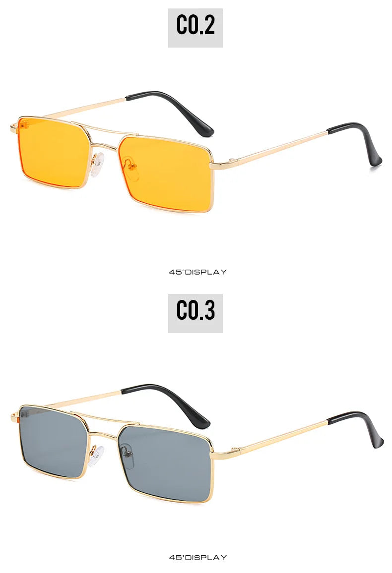 Clearance Metal Vintage Sunglasses Women  Men Luxury Brand Double Bridge Glasses Women Designer Eyewear Men Oculos De Sol BAZAARHUBO