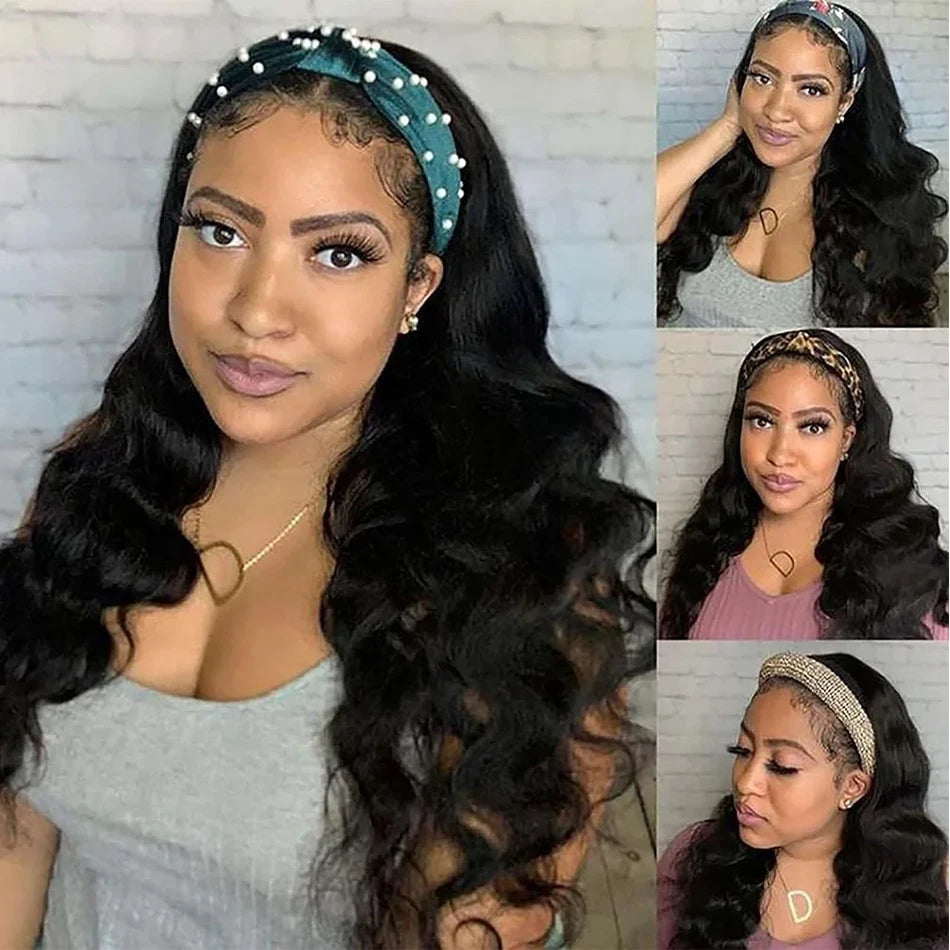 Body wave Headband Wig Human Hair Wigs For Women Brazilian Body Wave Glueless Wigs Virgin Human Hair Wig Machine Made Wig 250%