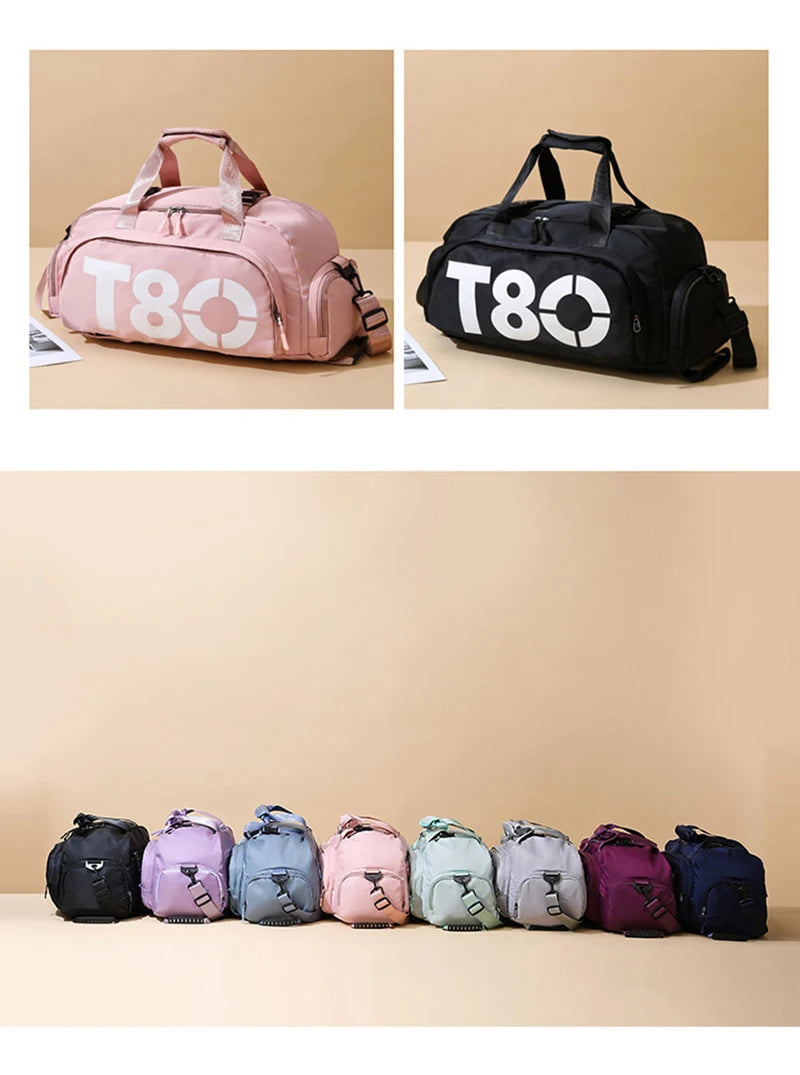Women's Handbag T80 Gym Sports Backpack for Man Hand Bag Fitness Travel Tote Shoe Shoulder Duffle Crossbody Portable Boston Bag