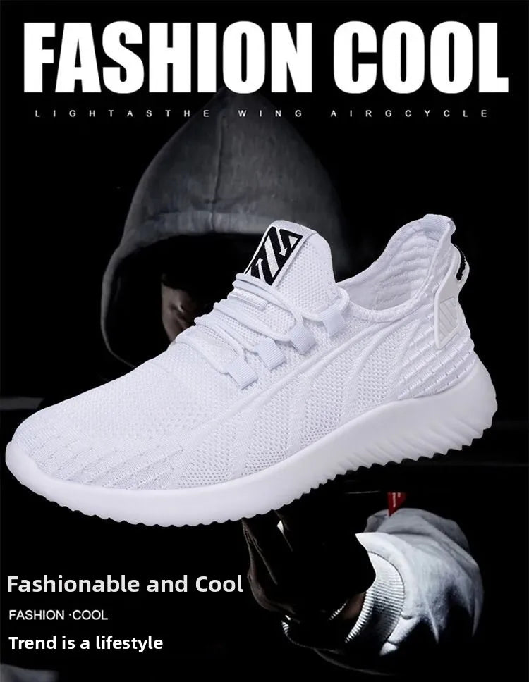 Spring New Fashionable Men's Running Shoes Leisure Style Youth Trendy Sports Shoes Low Top round Toe Rubber Outsole Mesh Lining