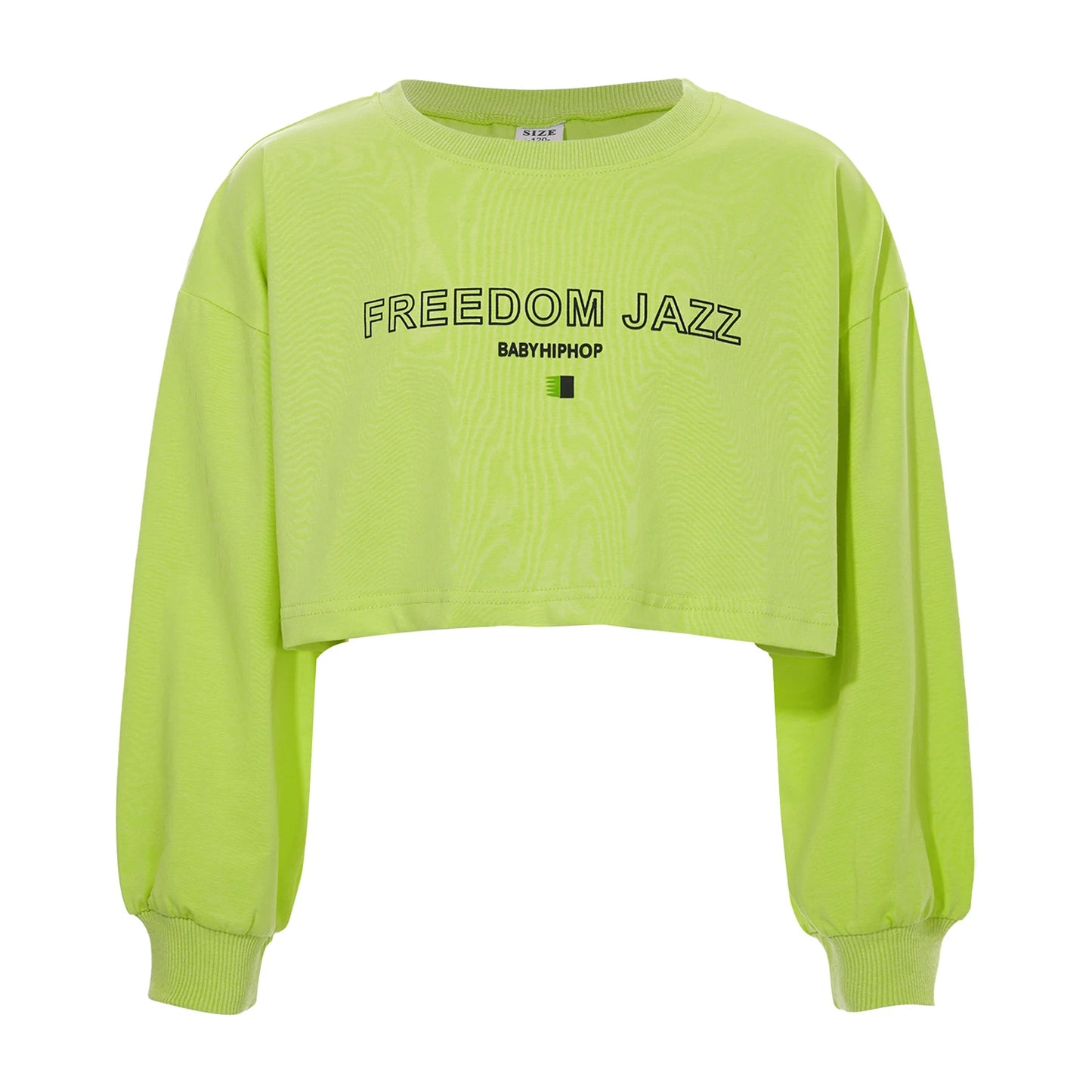 Kids Girl Long Sleeve Fashion Crop Top Casual Loose Pullover T-shirt for Hip-Hop Jazz Street Dance Performance School Daily Wear