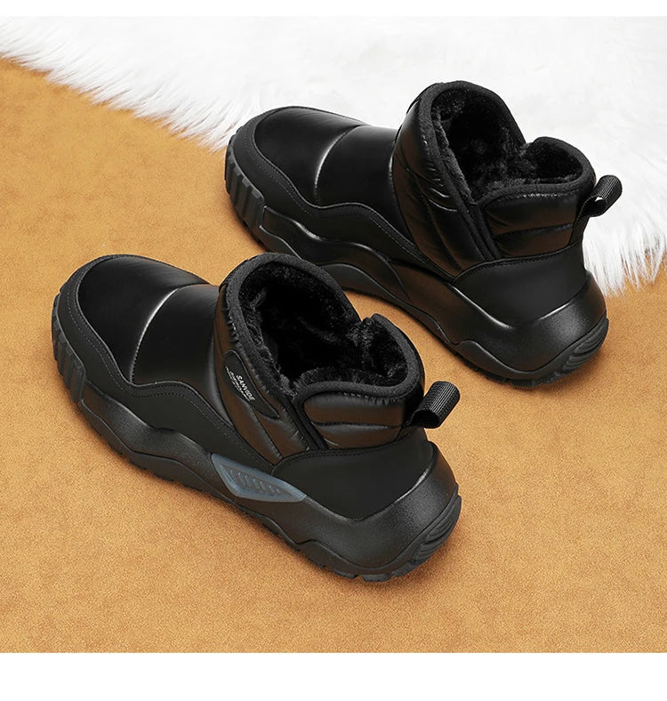 Couple's Slip-on Snow Boots New Man Warm Ankle Boots Outdoor Men's Winter Casual Velvet Thickening PlushCotton Non-Slip Shoes