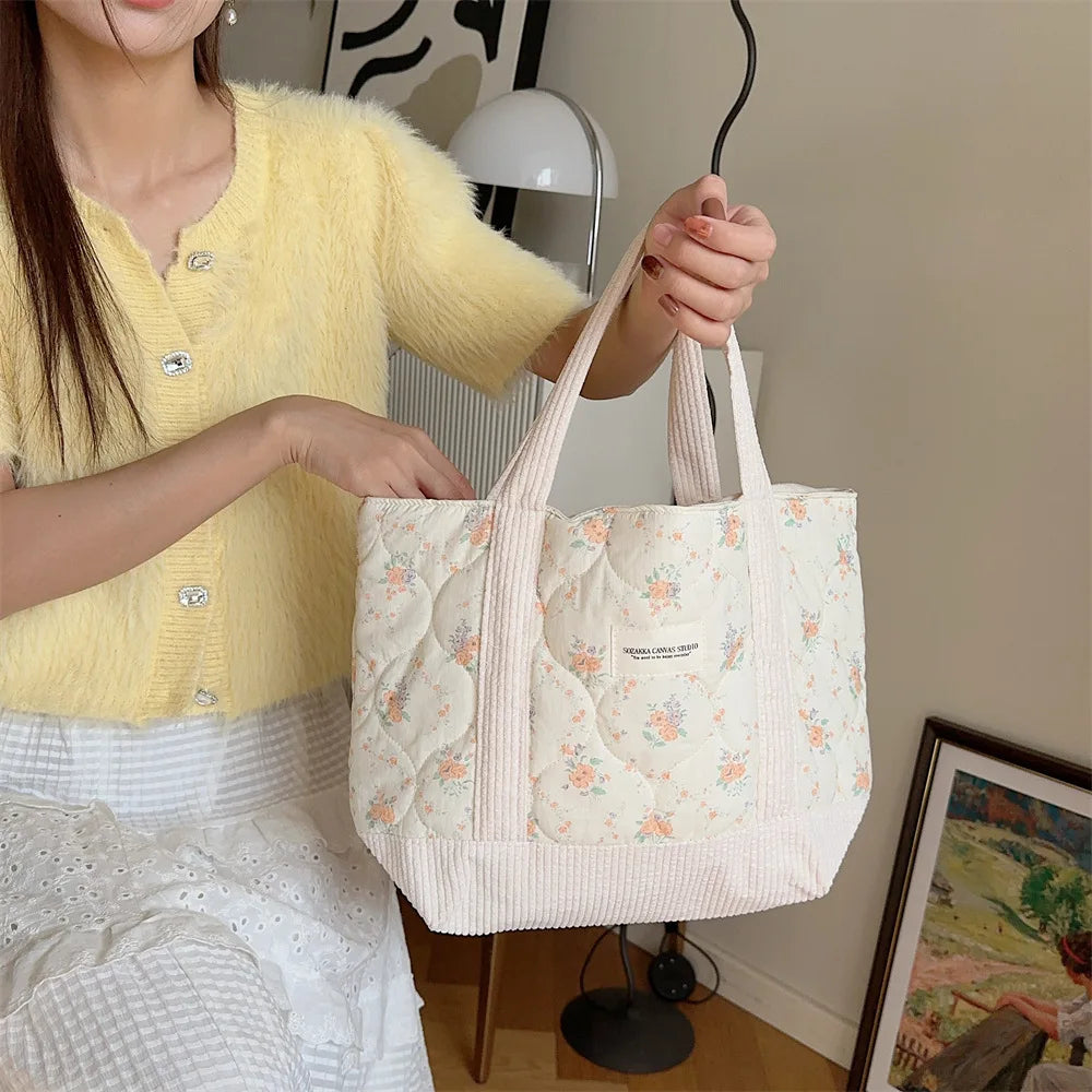 Sweet Floral Women's Bento Handbags Retro Patchwork Ladies Tote Shoulder Bags Retro Flower Female Storage Shopper Bag Purse