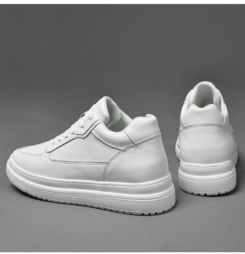 6 8 10cm Height Increasing Men Shoes High Quality Casual Leather Shoes Lace Up Platform Vulcanized Shoes Luxury Sneakers for Men