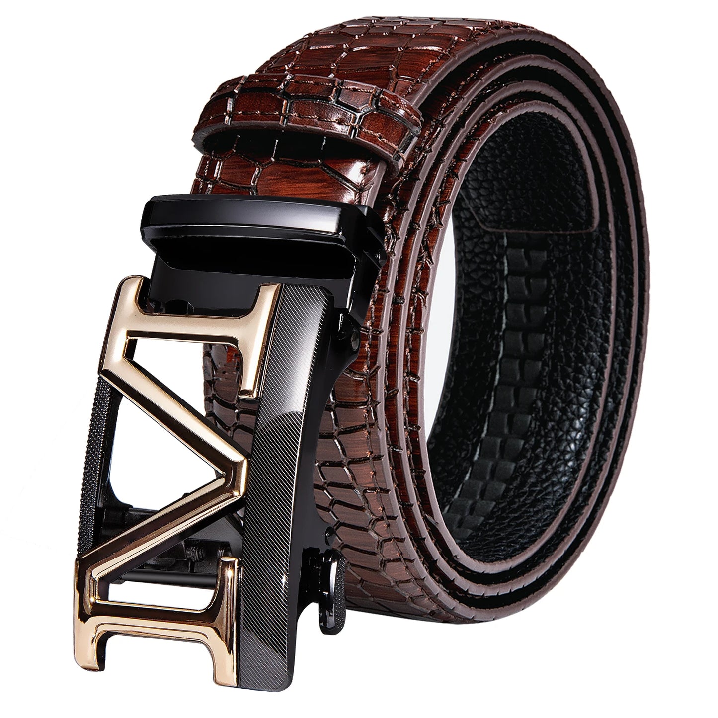 High Quality Mens Belts Black Brown Blue White Green Leather Straps Casual Gold Automatic Buckles Waistband Belt for Men Wedding BAZAARHUBO