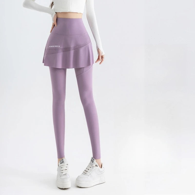 Fake Two Short Skirt Pants with Summer Pockets Crotch Half Skirt for Women High Waisted Oversized Quick Drying Sports Yoga Pants