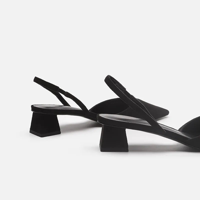 Baotou Sandals Women's 2025 New Summer Simple Pointed Square Heel Sandals Women's High Heels Thin Strap Fashion Single Shoes