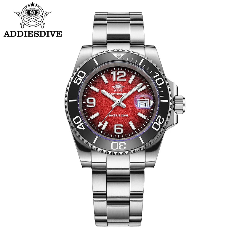 ADDIESDIVE 41mm Watches Japan 2115 Quartz Movement Luminous 200m Waterproof Dive Ceramic Bezel 316L Stainless Steel Man Watches