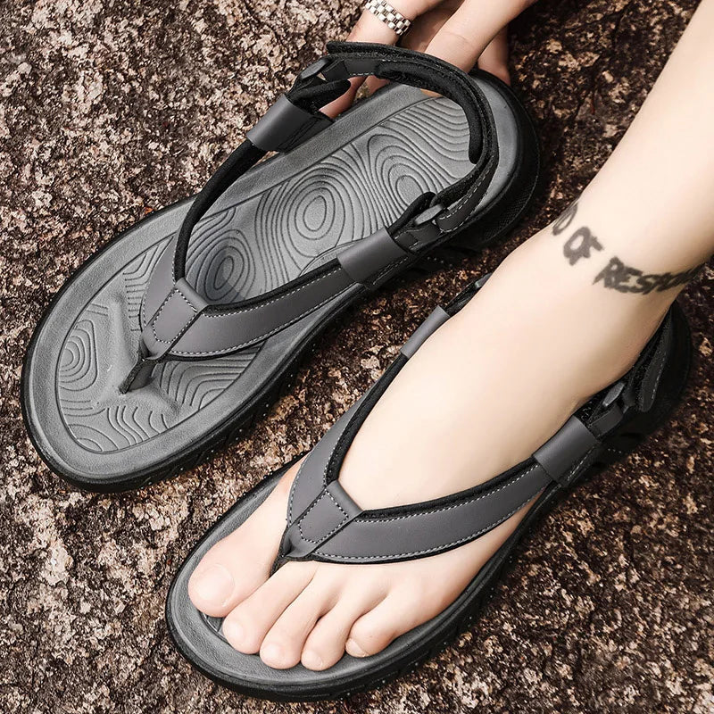 Men's simple casual sandals summer outdoor anti slip wear-resisting comfort beach shoes breathable fashion male walking slippers