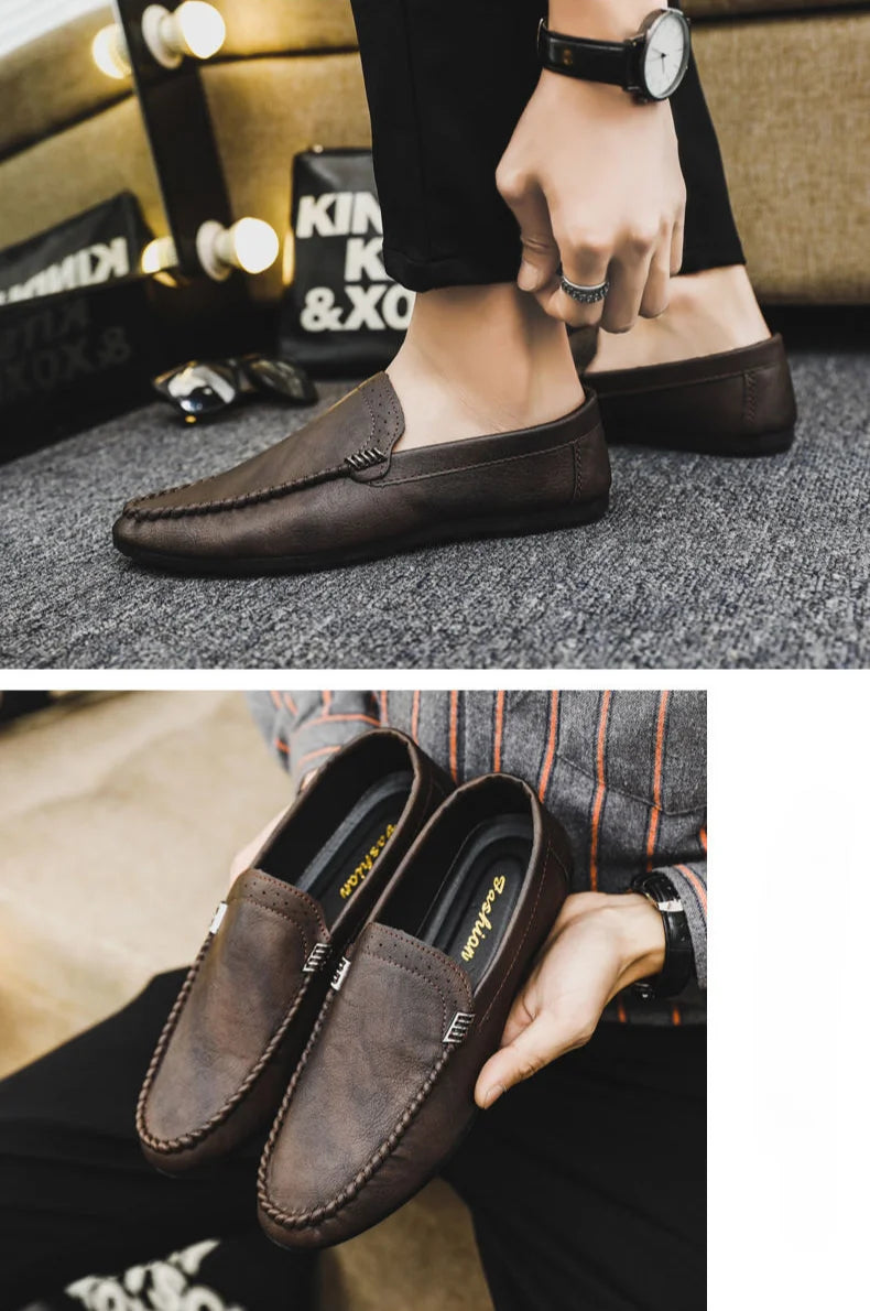 Black Leather Casual Social Shoe for Men Brown Cheap Clearance Liquidation New Dress Shoes Man Official Legitimate Gentleman 39