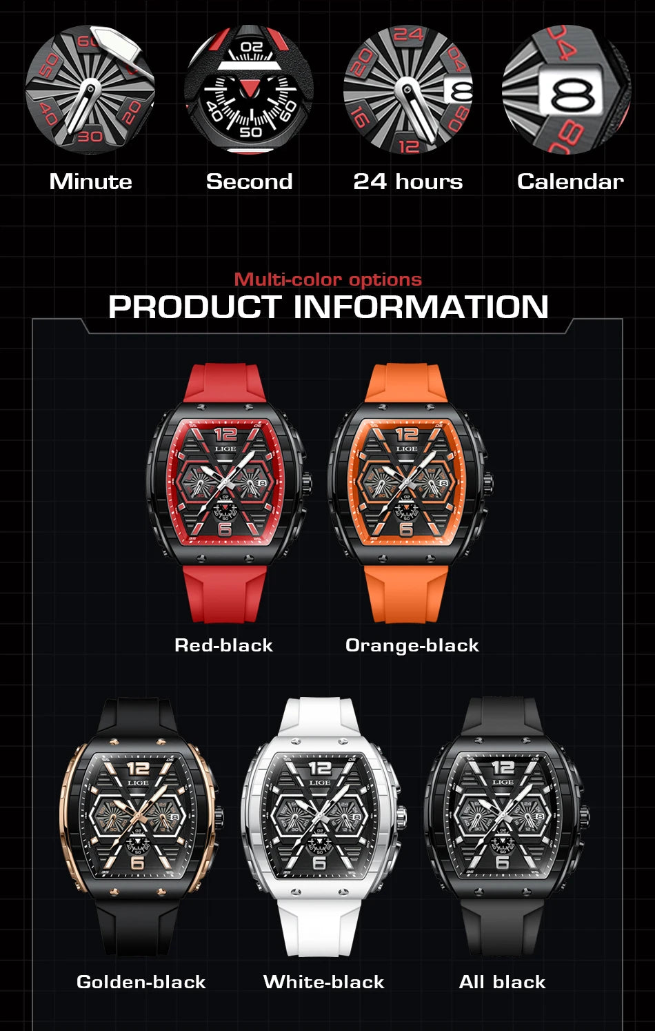 LIGE Top Brand Classic Men's Watches Roman Scale Dial Luxury Wrist Watch for Man Original Quartz Waterproof Luminous Male reloj