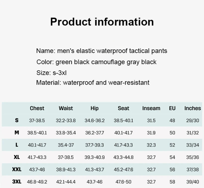 Men's Loose Training Pants Tactical Work Pants Men Cargo Trousers Multi-pocket Waterproof Pant Outdoor Workwear Hiking Trousers