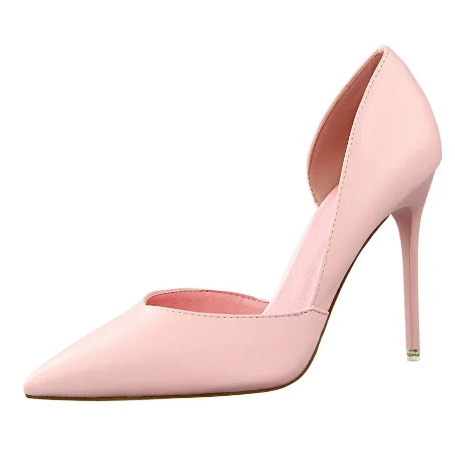 Summer Women Office Work 10.5cm High Heels Nightclub Leather Pumps Lady Fashion Concise Yellow Red Shoes Party Stiletto Heels