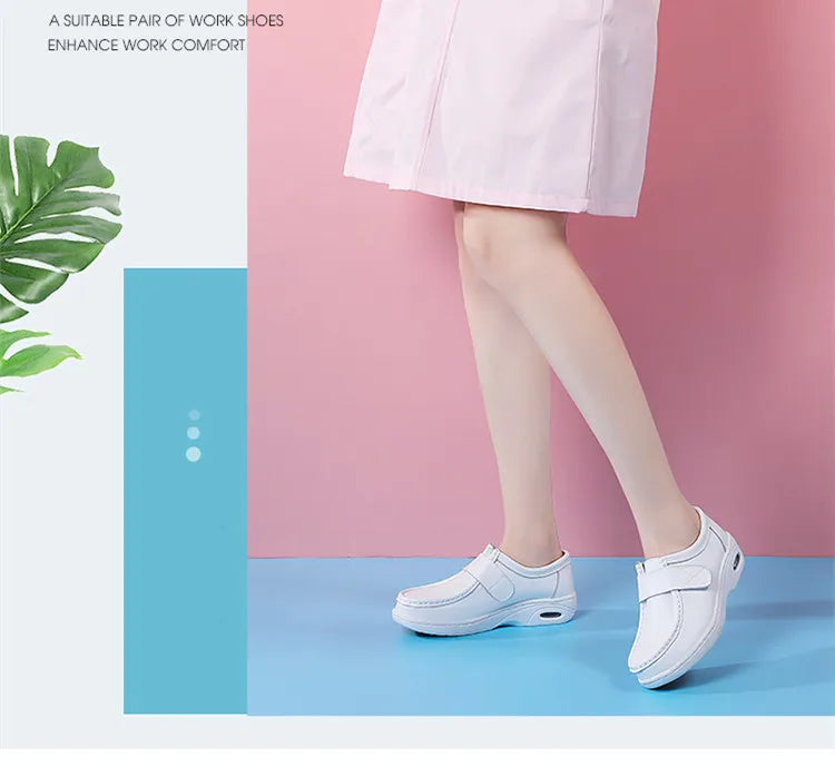 STRONGSHEN Women Platform Wedges Casual White Shoes Soft Nurse Work Shoes Hollow Out Breathable Comfort Non-slip Nursing Shoes