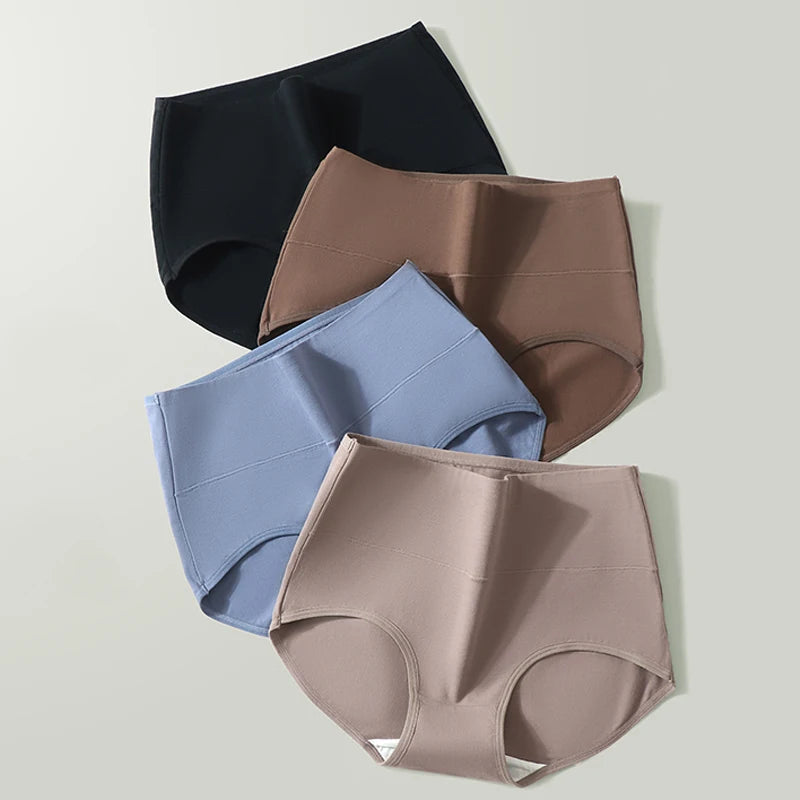 4Pcs Cotton Women's Panties High Waist Body Shaper Underwear Breathable Underpants Plus Size M-5XL Panty  Soft Female Briefs