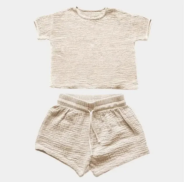 Fashion Children Girls Set Muslin Shirt and Shorts Set for Kids Girls Casual Loose Shorts Sets Summer Clothes